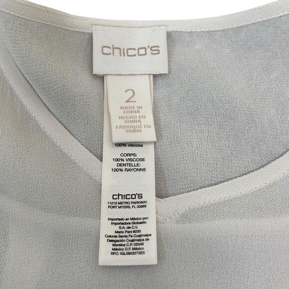 Chico’s ivory lace trim flowy top size large - Picture 5 of 6